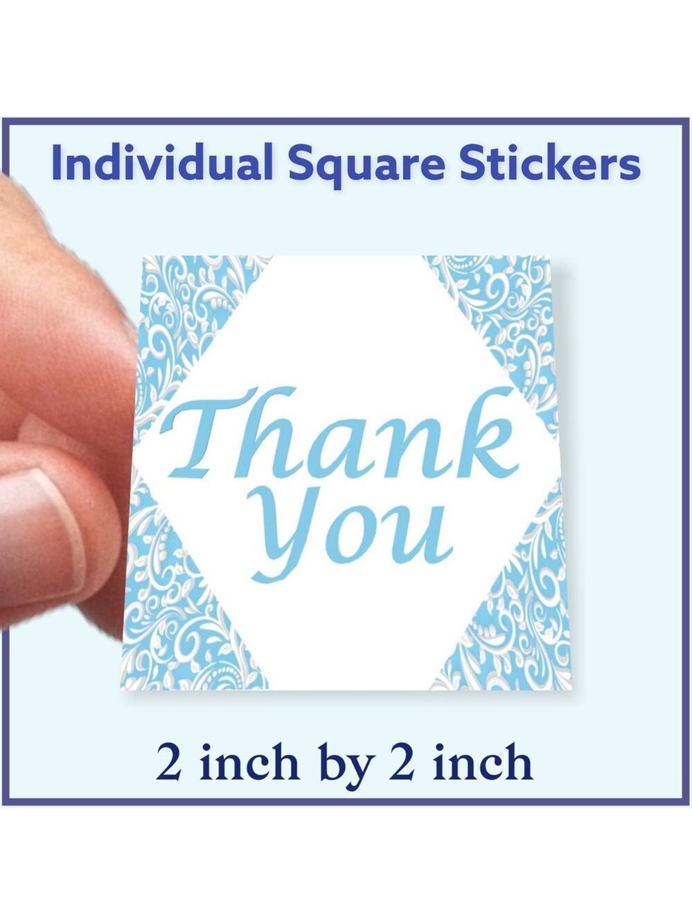 100 (2x2 Inch) White Swirl, Square Stickers, Full Color, High Gloss, Thank You